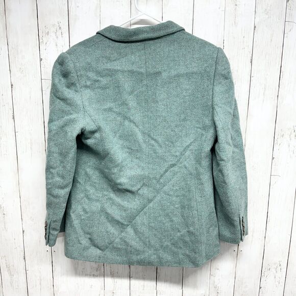 Embassy Row Petites Jacket Women Size 12P 100% Wool Button Up Teal Green Blazer - Picture 3 of 3